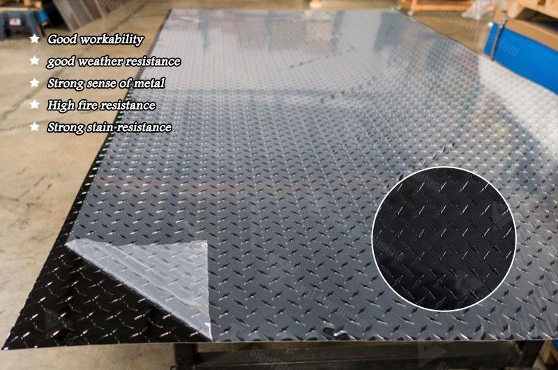 Black anodized aluminum diamond plate